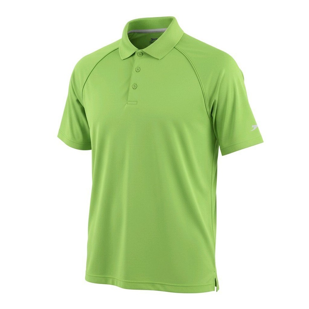 Slazenger Golf Mens Medium Lime Green Short Sleeve Raglan Performance Polo Shirt
